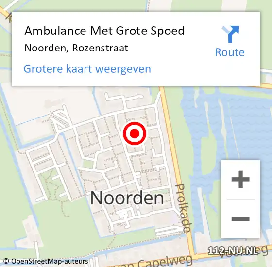 Locatie op kaart van de 112 melding: Ambulance Met Grote Spoed Naar Noorden, Rozenstraat op 18 december 2022 10:16