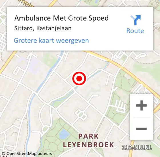 Locatie op kaart van de 112 melding: Ambulance Met Grote Spoed Naar Sittard, Kastanjelaan op 18 december 2022 10:18