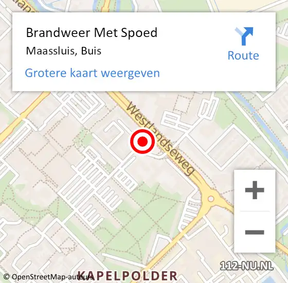 Locatie op kaart van de 112 melding: Brandweer Met Spoed Naar Maassluis, Buis op 18 december 2022 10:28