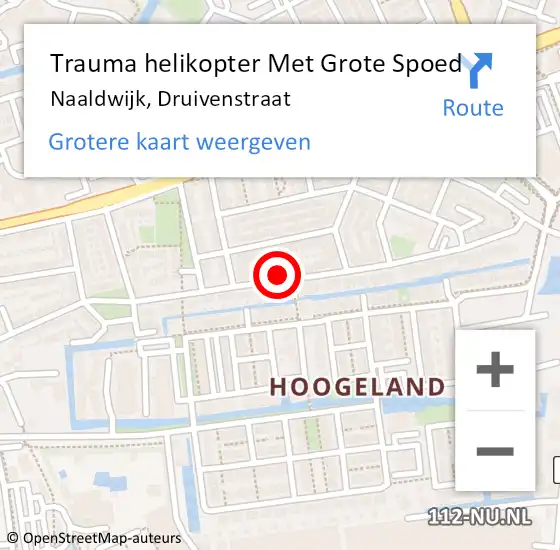 Locatie op kaart van de 112 melding: Trauma helikopter Met Grote Spoed Naar Naaldwijk, Druivenstraat op 18 december 2022 10:32