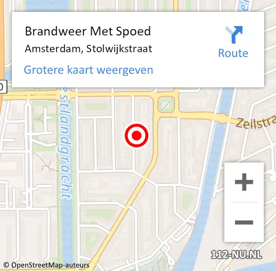 Locatie op kaart van de 112 melding: Brandweer Met Spoed Naar Amsterdam, Stolwijkstraat op 18 december 2022 10:34