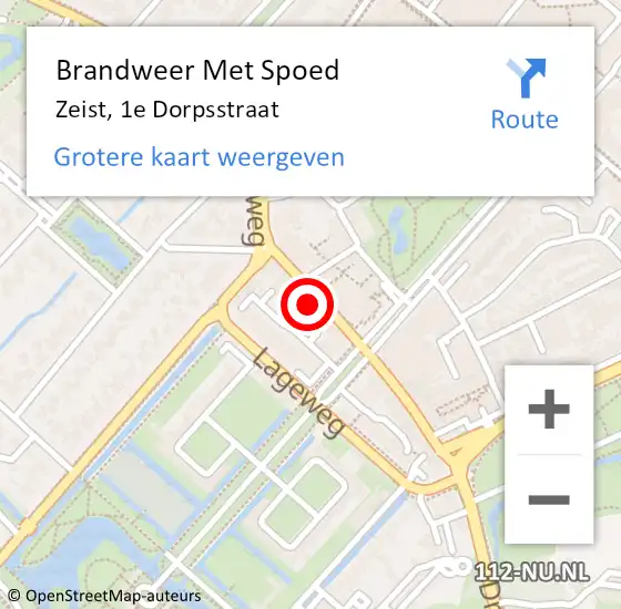 Locatie op kaart van de 112 melding: Brandweer Met Spoed Naar Zeist, 1e Dorpsstraat op 18 december 2022 10:40