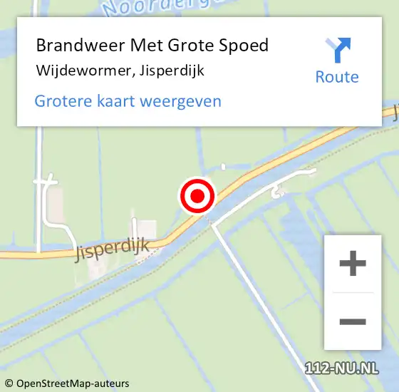 Locatie op kaart van de 112 melding: Brandweer Met Grote Spoed Naar Wijdewormer, Jisperdijk op 18 december 2022 11:02