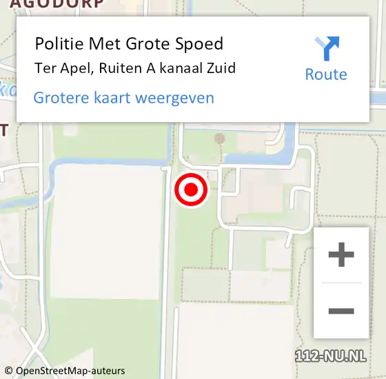 Locatie op kaart van de 112 melding: Politie Met Grote Spoed Naar Ter Apel, Ruiten A kanaal Zuid op 18 december 2022 11:03