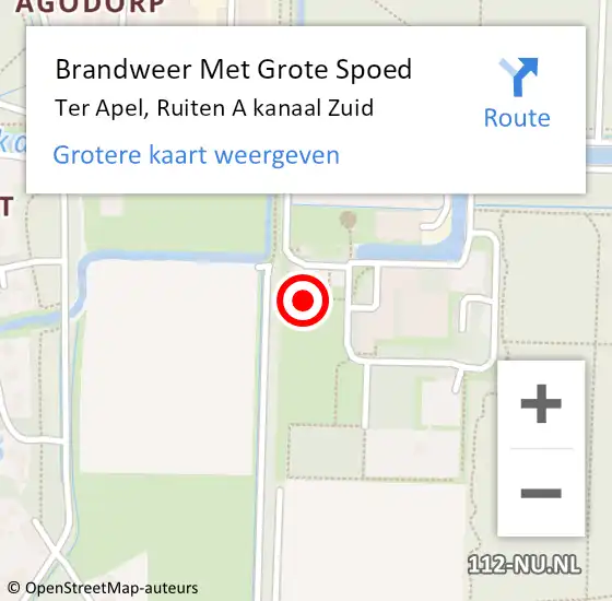 Locatie op kaart van de 112 melding: Brandweer Met Grote Spoed Naar Ter Apel, Ruiten A kanaal Zuid op 18 december 2022 11:03