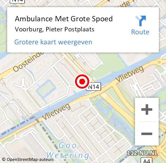 Locatie op kaart van de 112 melding: Ambulance Met Grote Spoed Naar Voorburg, Pieter Postplaats op 18 december 2022 11:07