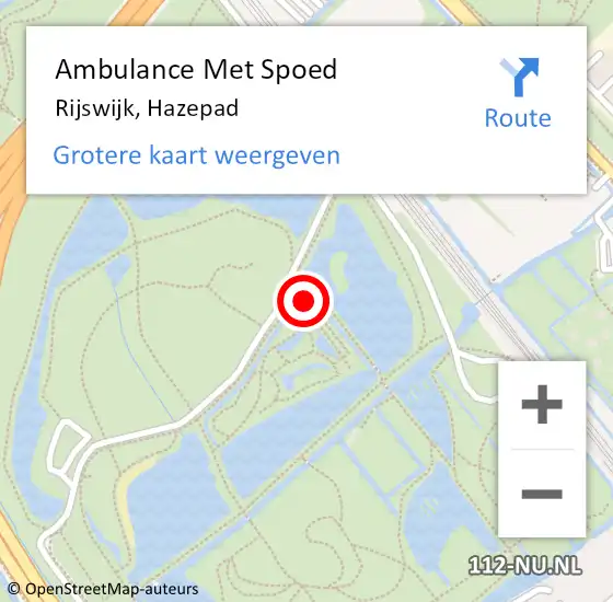 Locatie op kaart van de 112 melding: Ambulance Met Spoed Naar Rijswijk, Hazepad op 18 december 2022 11:16