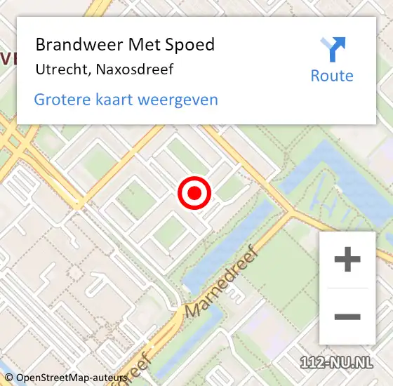 Locatie op kaart van de 112 melding: Brandweer Met Spoed Naar Utrecht, Naxosdreef op 18 december 2022 11:16