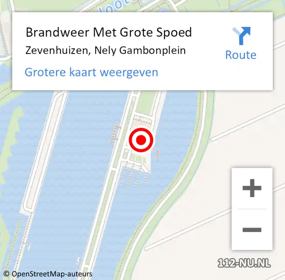 Locatie op kaart van de 112 melding: Brandweer Met Grote Spoed Naar Zevenhuizen, Nely Gambonplein op 18 december 2022 11:24