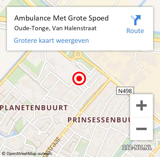 Locatie op kaart van de 112 melding: Ambulance Met Grote Spoed Naar Oude-Tonge, Van Halenstraat op 18 december 2022 11:28