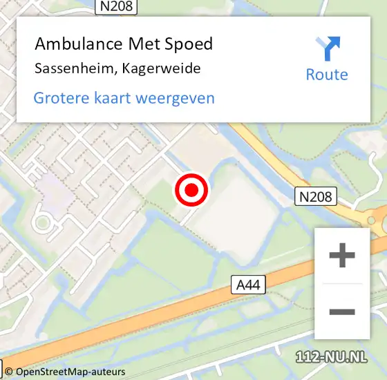 Locatie op kaart van de 112 melding: Ambulance Met Spoed Naar Sassenheim, Kagerweide op 18 december 2022 11:28