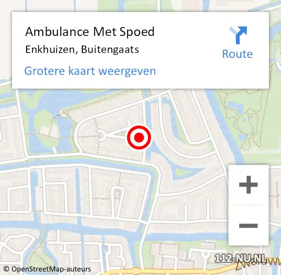 Locatie op kaart van de 112 melding: Ambulance Met Spoed Naar Enkhuizen, Buitengaats op 18 december 2022 11:30