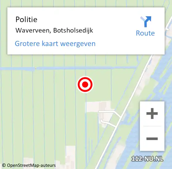 Locatie op kaart van de 112 melding: Politie Waverveen, Botsholsedijk op 18 december 2022 11:43