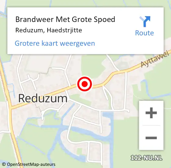 Locatie op kaart van de 112 melding: Brandweer Met Grote Spoed Naar Reduzum, Haedstrjitte op 18 december 2022 11:50