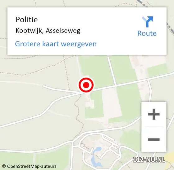 Locatie op kaart van de 112 melding: Politie Kootwijk, Asselseweg op 18 december 2022 12:06