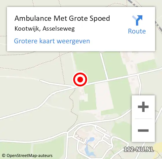 Locatie op kaart van de 112 melding: Ambulance Met Grote Spoed Naar Kootwijk, Asselseweg op 18 december 2022 12:06