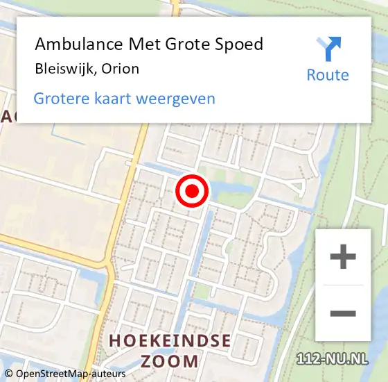 Locatie op kaart van de 112 melding: Ambulance Met Grote Spoed Naar Bleiswijk, Orion op 18 december 2022 12:07