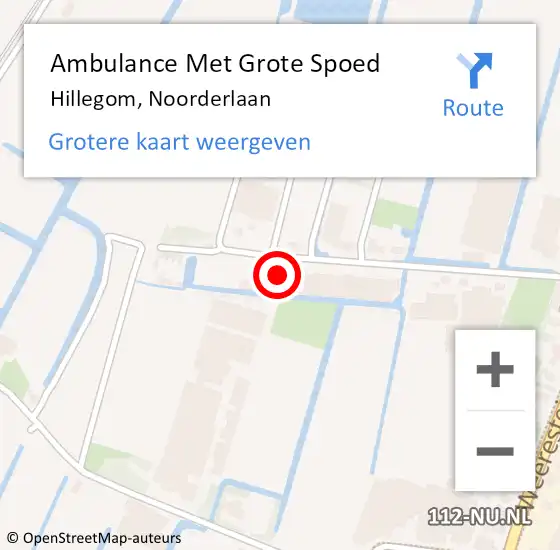 Locatie op kaart van de 112 melding: Ambulance Met Grote Spoed Naar Hillegom, Noorderlaan op 18 december 2022 12:08