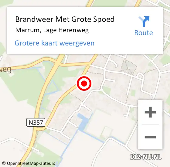 Locatie op kaart van de 112 melding: Brandweer Met Grote Spoed Naar Marrum, Lage Herenweg op 18 december 2022 12:09