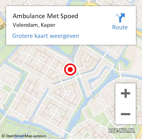 Locatie op kaart van de 112 melding: Ambulance Met Spoed Naar Volendam, Kaper op 18 december 2022 12:10