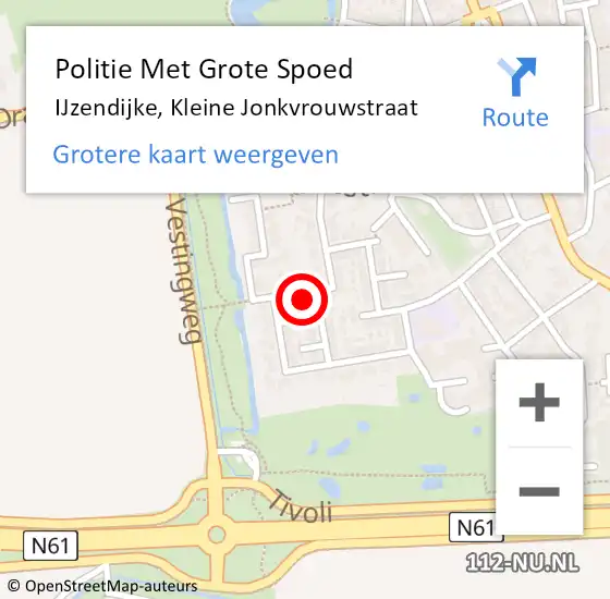 Locatie op kaart van de 112 melding: Politie Met Grote Spoed Naar IJzendijke, Kleine Jonkvrouwstraat op 18 december 2022 12:29