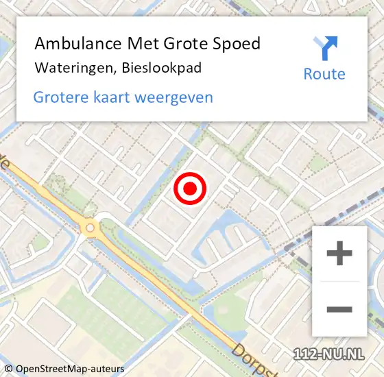 Locatie op kaart van de 112 melding: Ambulance Met Grote Spoed Naar Wateringen, Bieslookpad op 18 december 2022 12:34