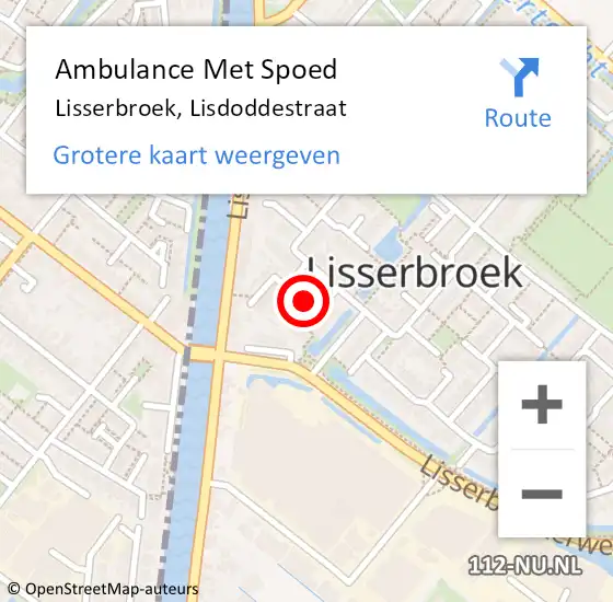 Locatie op kaart van de 112 melding: Ambulance Met Spoed Naar Lisserbroek, Lisdoddestraat op 18 december 2022 12:47