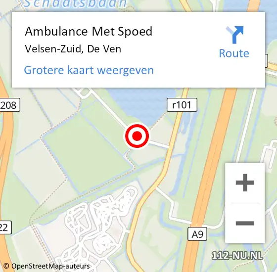 Locatie op kaart van de 112 melding: Ambulance Met Spoed Naar Velsen-Zuid, De Ven op 18 december 2022 12:51