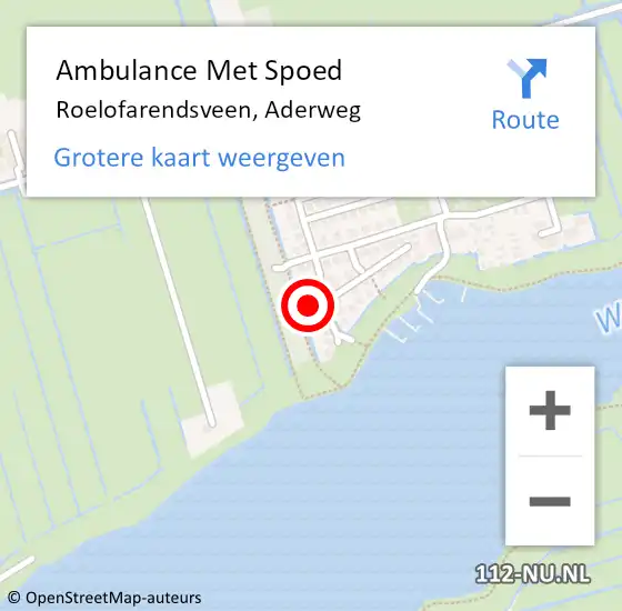 Locatie op kaart van de 112 melding: Ambulance Met Spoed Naar Roelofarendsveen, Aderweg op 18 december 2022 12:57