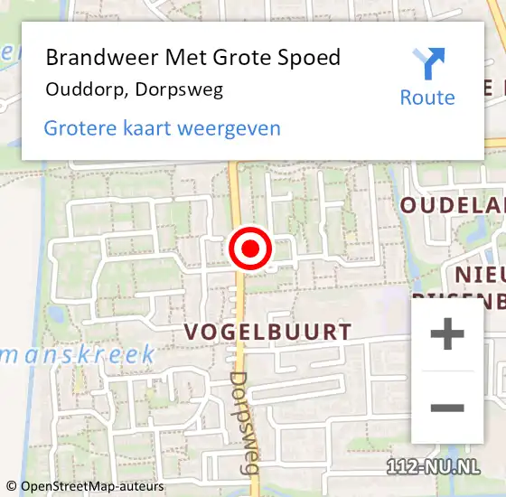 Locatie op kaart van de 112 melding: Brandweer Met Grote Spoed Naar Ouddorp, Dorpsweg op 18 december 2022 12:58