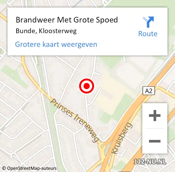 Locatie op kaart van de 112 melding: Brandweer Met Grote Spoed Naar Bunde, Kloosterweg op 18 december 2022 12:59