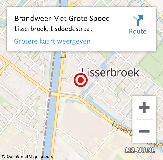 Locatie op kaart van de 112 melding: Brandweer Met Grote Spoed Naar Lisserbroek, Lisdoddestraat op 18 december 2022 13:16