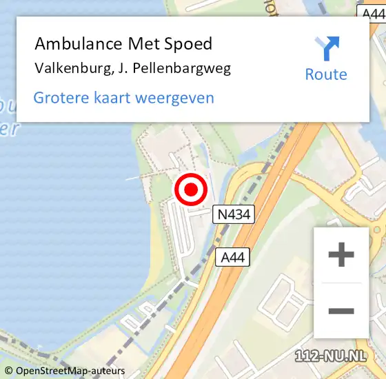 Locatie op kaart van de 112 melding: Ambulance Met Spoed Naar Valkenburg, J. Pellenbargweg op 18 december 2022 13:20