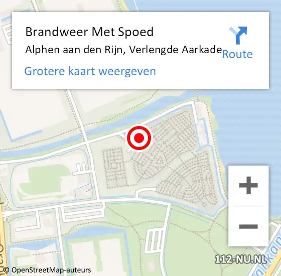 Locatie op kaart van de 112 melding: Brandweer Met Spoed Naar Alphen aan den Rijn, Verlengde Aarkade op 18 december 2022 13:29