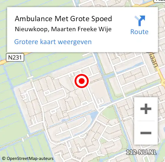 Locatie op kaart van de 112 melding: Ambulance Met Grote Spoed Naar Nieuwkoop, Maarten Freeke Wije op 18 december 2022 13:55