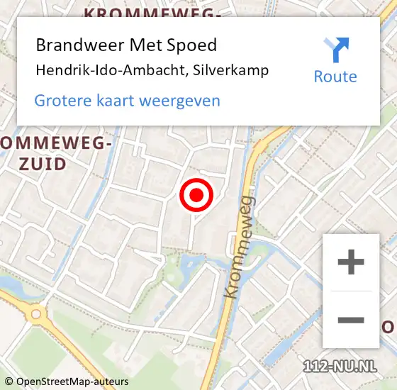 Locatie op kaart van de 112 melding: Brandweer Met Spoed Naar Hendrik-Ido-Ambacht, Silverkamp op 18 december 2022 14:00