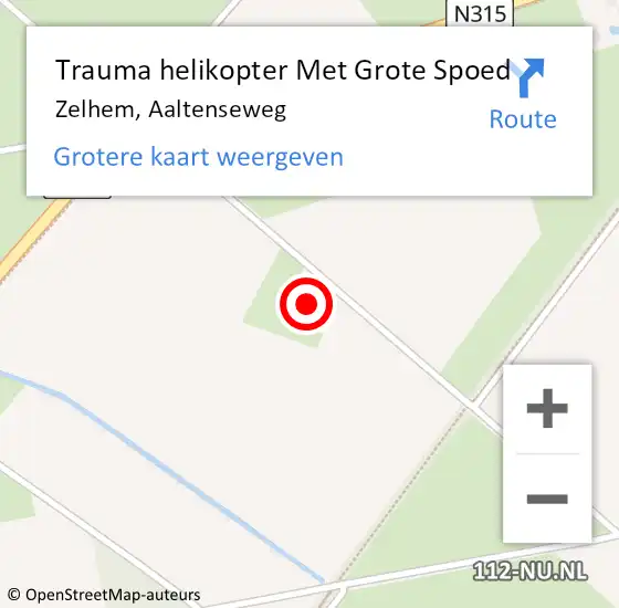 Locatie op kaart van de 112 melding: Trauma helikopter Met Grote Spoed Naar Zelhem, Aaltenseweg op 18 december 2022 14:09