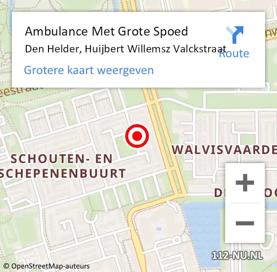 Locatie op kaart van de 112 melding: Ambulance Met Grote Spoed Naar Den Helder, Huijbert Willemsz Valckstraat op 18 december 2022 14:23