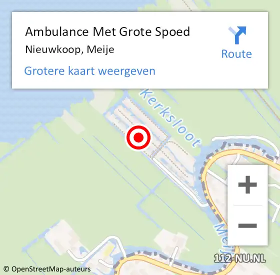 Locatie op kaart van de 112 melding: Ambulance Met Grote Spoed Naar Nieuwkoop, Meije op 18 december 2022 14:36
