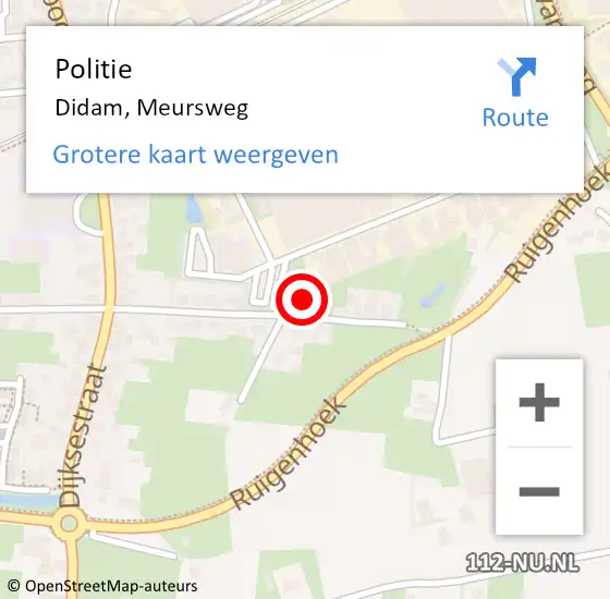 Locatie op kaart van de 112 melding: Politie Didam, Meursweg op 18 december 2022 14:40