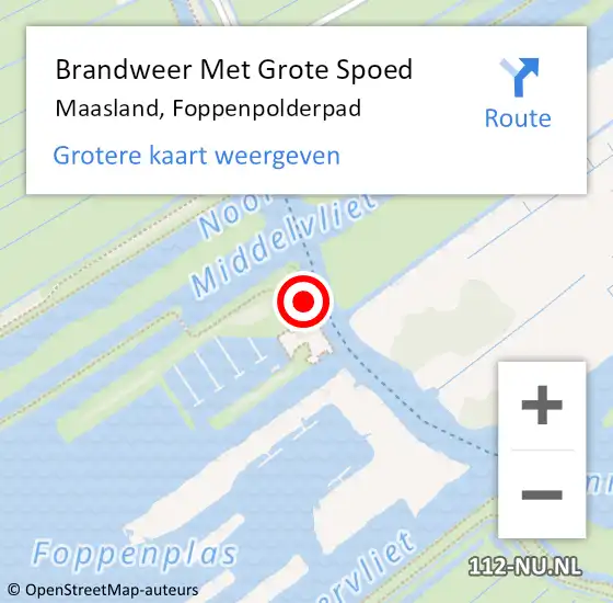 Locatie op kaart van de 112 melding: Brandweer Met Grote Spoed Naar Maasland, Foppenpolderpad op 18 december 2022 14:48