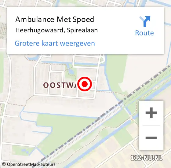 Locatie op kaart van de 112 melding: Ambulance Met Spoed Naar Heerhugowaard, Spirealaan op 18 december 2022 15:03