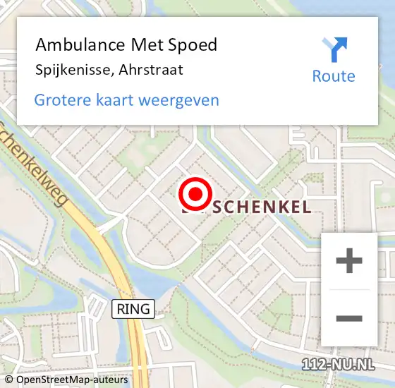 Locatie op kaart van de 112 melding: Ambulance Met Spoed Naar Spijkenisse, Ahrstraat op 18 december 2022 15:12