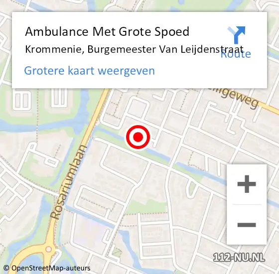 Locatie op kaart van de 112 melding: Ambulance Met Grote Spoed Naar Krommenie, Burgemeester Van Leijdenstraat op 8 augustus 2014 20:31