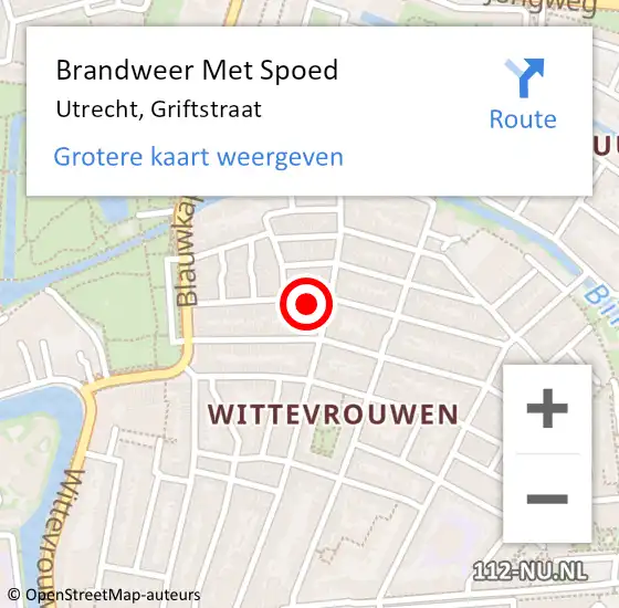 Locatie op kaart van de 112 melding: Brandweer Met Spoed Naar Utrecht, Griftstraat op 18 december 2022 15:46