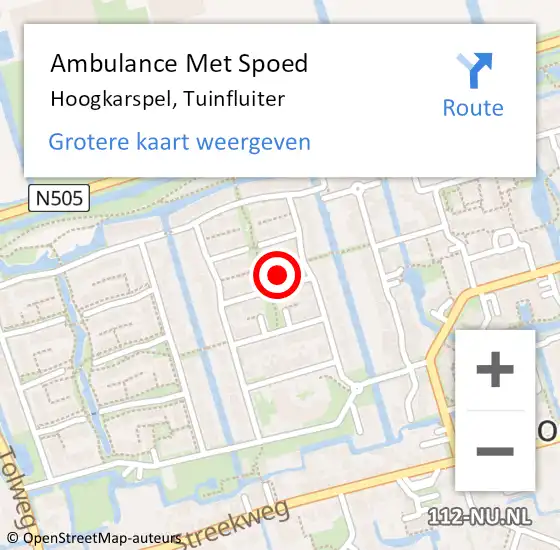 Locatie op kaart van de 112 melding: Ambulance Met Spoed Naar Hoogkarspel, Tuinfluiter op 18 december 2022 15:49