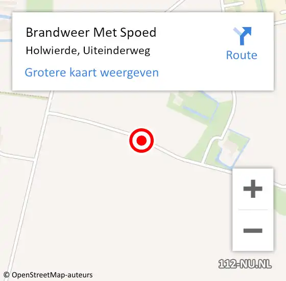 Locatie op kaart van de 112 melding: Brandweer Met Spoed Naar Holwierde, Uiteinderweg op 8 augustus 2014 20:36