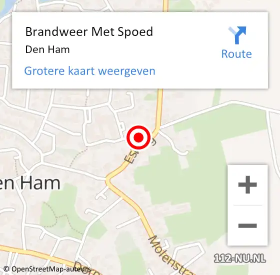 Locatie op kaart van de 112 melding: Brandweer Met Spoed Naar Den Ham op 18 december 2022 16:03
