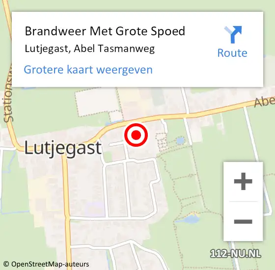 Locatie op kaart van de 112 melding: Brandweer Met Grote Spoed Naar Lutjegast, Abel Tasmanweg op 18 december 2022 16:08