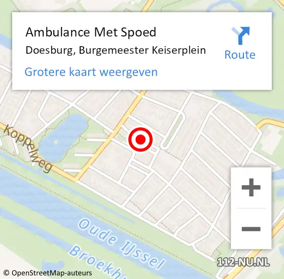 Locatie op kaart van de 112 melding: Ambulance Met Spoed Naar Doesburg, Burgemeester Keiserplein op 18 december 2022 16:10